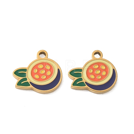 Fruit 304 Stainless Steel Enamel Pendants SA-CBA49D2-11G-10-1