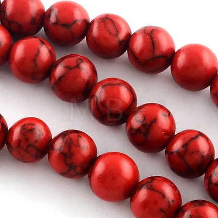Synthetical Turquoise Gemstone Round Bead Strands X-TURQ-R035-8mm-04-1