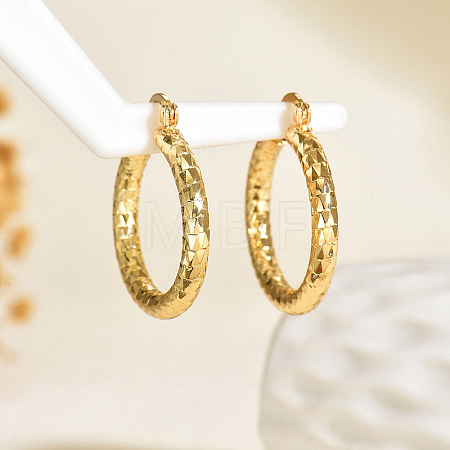 Brass Textured Rectangle Hoop Earrings TU9536-3-1