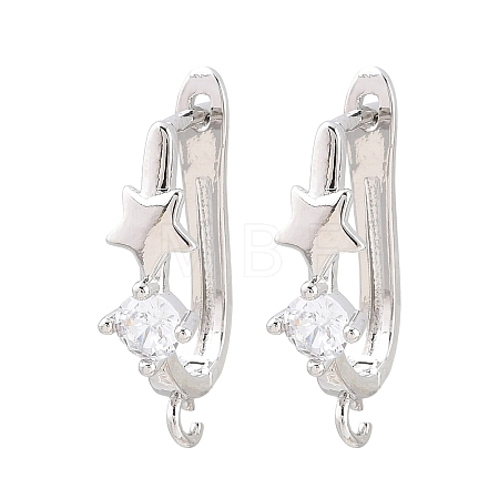 Brass Micro Pave Cubic Zirconia Hoop Earring Findings CU-CBAB5B4-08P-1