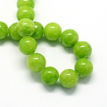 Natural Dyed Yellow Jade Gemstone Bead Strands X-G-R271-10mm-Y12-1