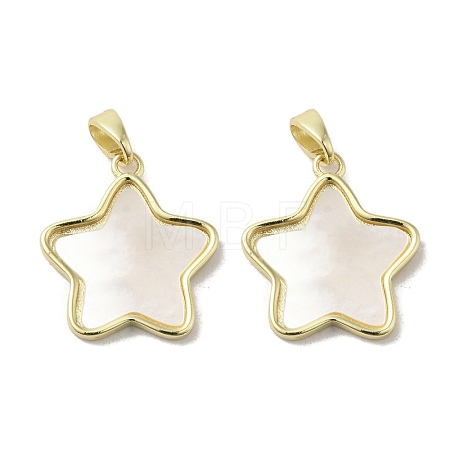 Brass Pave Shell Pendants KK-I708-14D-G-1