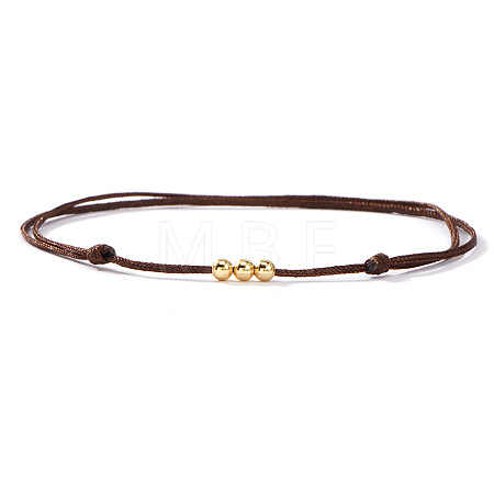 Brass Round Bead Braided Bracelets QM9209-1-1