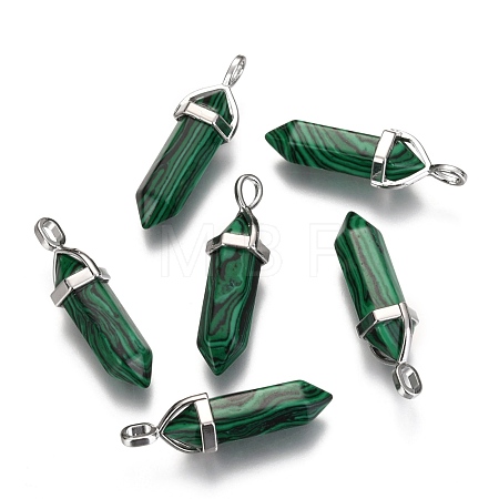 Dyed Synthetic Malachite Pointed Pendants G-F295-03D-1