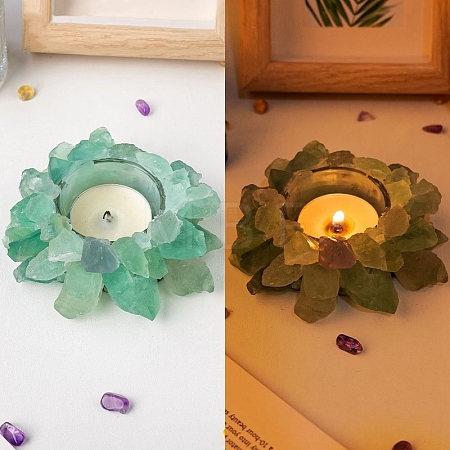 Natural Raw Green Fluorite Candle Holders PW-WG88246-04-1