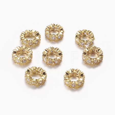 Brass Micro Pave Cubic Zirconia Beads ZIRC-F001-109G-A-1