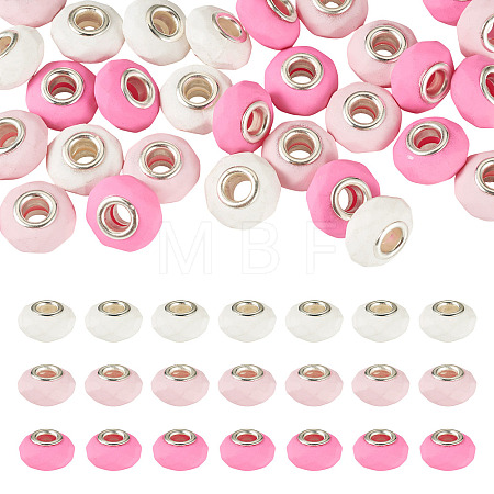 30Pcs Spray Painted Faceted Resin European Beads RESI-TADJ0001-10-1