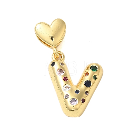 Rack Plating Brass Micro Pave Clear Cubic Zirconia Perdants KK-C067-12G-V-1