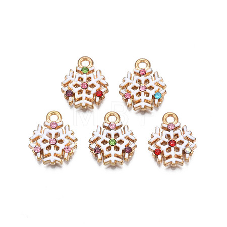 Christmas Rack Plating Alloy Enamel Pendants X-ENAM-N055-129-1