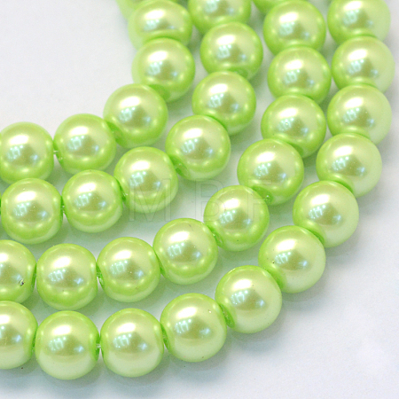 Baking Paint Pearlized Glass Pearl Round Bead Strands X-HY-Q330-8mm-07-1