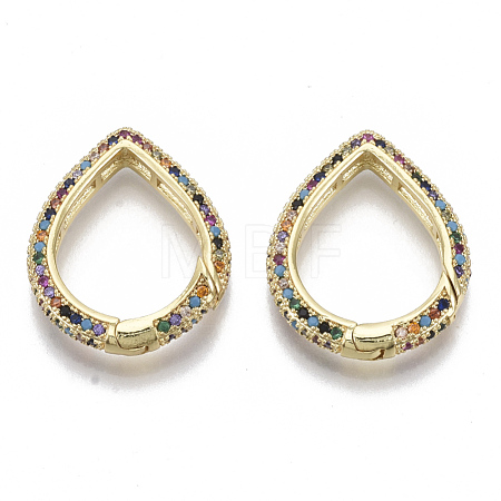 Brass Micro Pave Cubic Zirconia Spring Gate Rings ZIRC-S066-036A-NF-1
