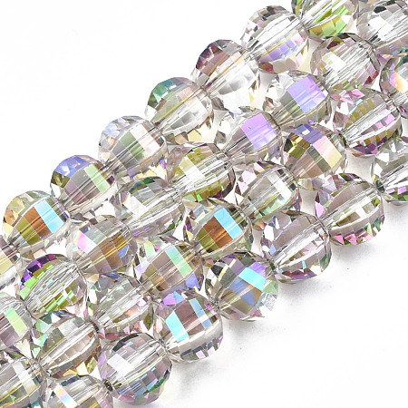 Electroplate Transparent Glass Beads Strands EGLA-N002-30-C02-1
