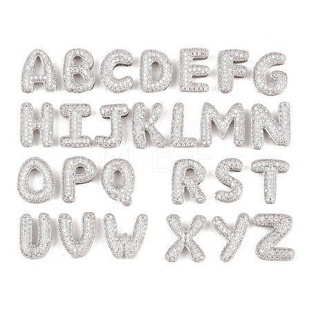 Brass Micro Pave Clear Cubic Zirconia Beads KK-D232-23P-1