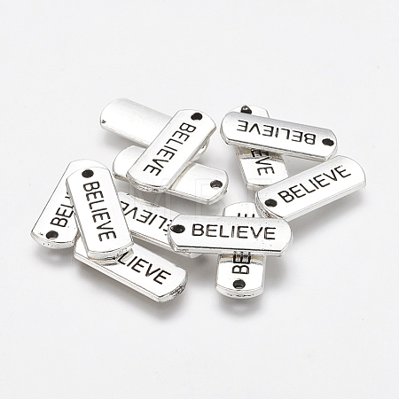 Tibetan Style Alloy Rectangle with Word Believe Pendants LS-TIBEP-Q043-066-RS-1