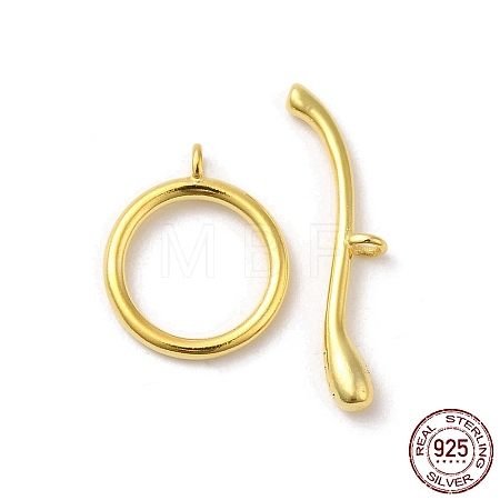 Rack Plating 925 Sterling Silver Toggle Clasps STER-G038-03G-1