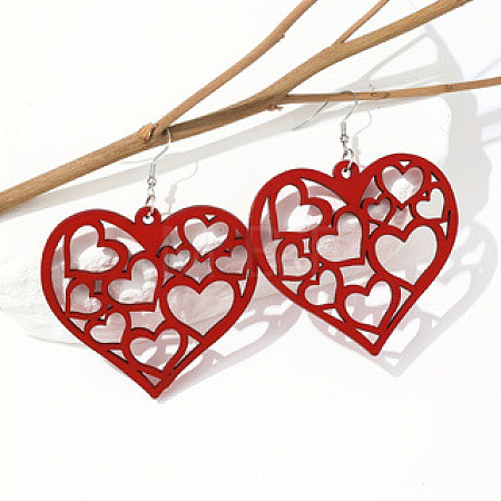 Hollow Heart Acrylic Dangle Earrings FS-WG95D61-01-1