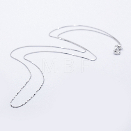 Anti-Tarnish Rhodium Plated 925 Sterling Silver Box Chain Necklaces STER-F039-45cm-03P-1
