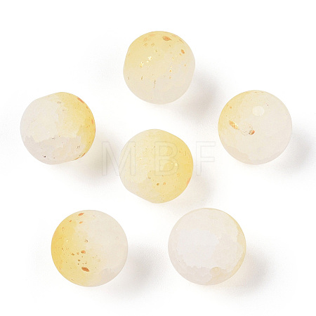 Frosted Baking Paint Crackle Glass Beads with Glitter Powder DGLA-T004-6mm-01I-1