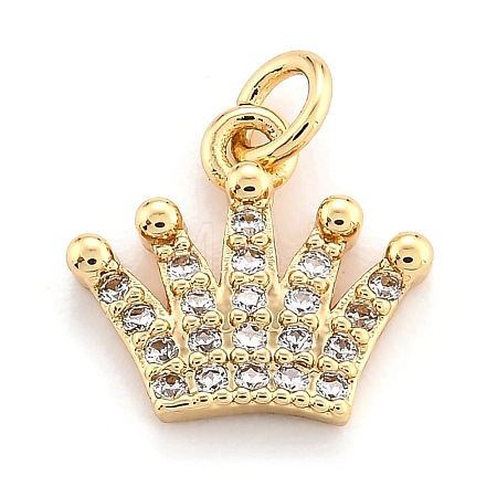 Brass Micro Pave Clear Cubic Zirconia Pendants ZIRC-O043-03G-1