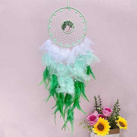 Woven Net/Web with Feather Pendant Decoration PW-WGD01AE-01-1