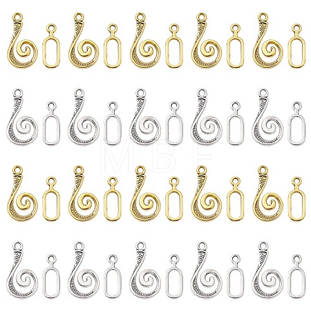 20Pcs 2 Colors Tibetan Style Alloy Hook and Eye Clasps FIND-YW0003-89-1