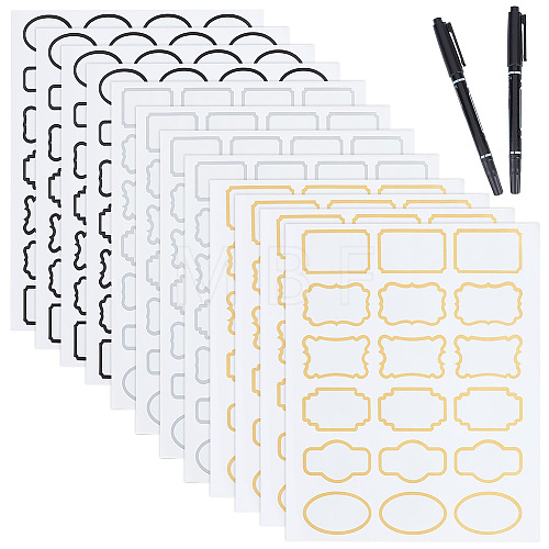 GOMAKERER 6 Sheets 3 Styles PVC Blank Self-Adhesive Stickers for Seasoning Jar DIY-GO0001-19-1