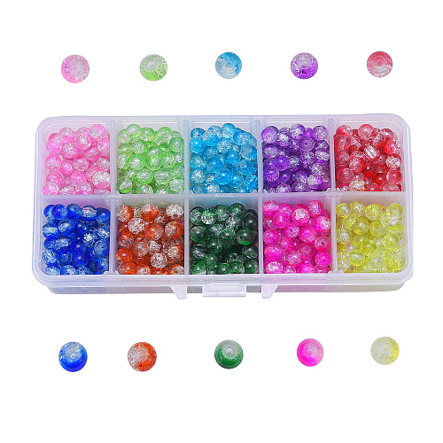 700Pcs 10 Colors Baking Painted Crackle Glass Bead CCG-CJ0001-01-1