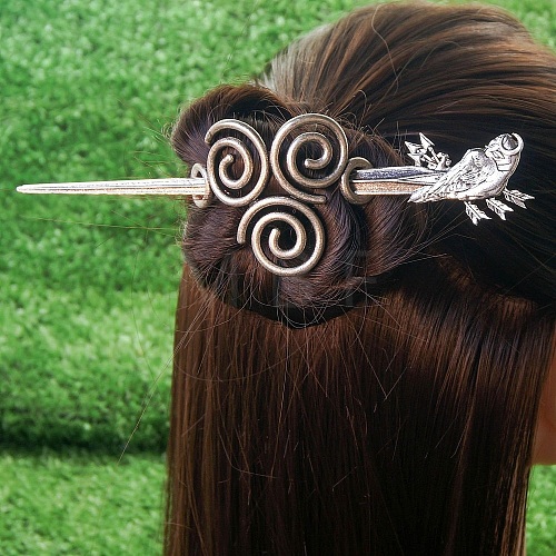 Antique Silver Viking Hair Sticks Hair Pin PW-WG2F806-26-1