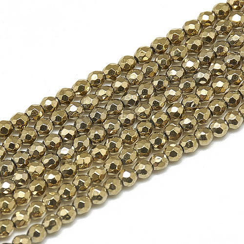 Electroplate Synthetic Hematite Beads Strands G-S300-27D-2mm-1