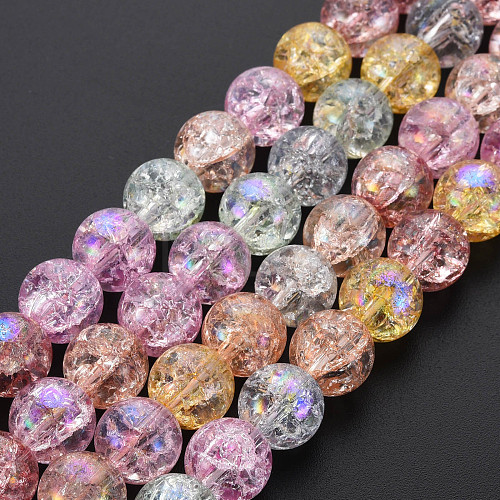 Electroplate Crackle Glass Bead Strands GLAA-S192-C-009B-1