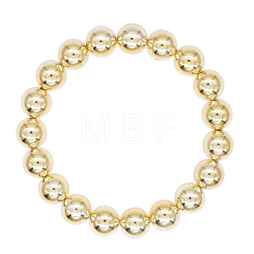 Classic Golden Tone Round Brass Beaded Stretch Bracelets for Women Men IN4084-1-1