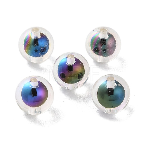 UV Plating Rainbow Iridescent Acrylic Beads OACR-H112-24B-1