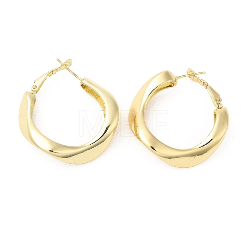 Brass Twist Hoop Earrings for Women EJEW-K248-16G-1