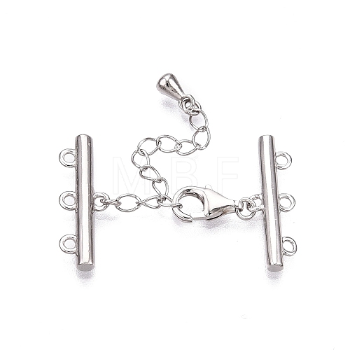 Anti-Tarnish Rhodium Plated 925 Sterling Silver Necklace Layering Clasps STER-N016-14P-1