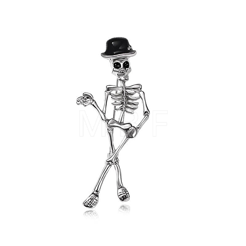 Halloween Skeleton with Hat Enamel Pins PW-WG1110E-04-1