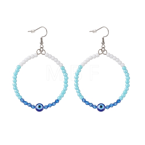 Resin Evil Eye & Acrylic Beaded Big Ring Dangle Earrings EJEW-JE04999-05-1