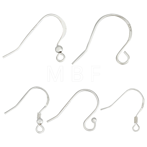 10 Pairs 5 Style 925 Sterling Silver French Hooks with Coil and Ball STER-BBC0006-07-1