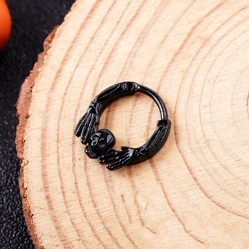 316L Stainless Steel Micro Pave Cubic Zirconia Hoop Nose Rings WG352E4-19-1