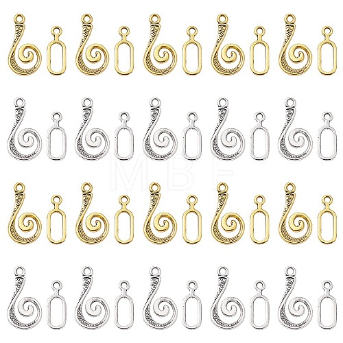 20Pcs 2 Colors Tibetan Style Alloy Hook and Eye Clasps FIND-YW0003-89-1