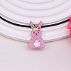 Colorful Happy Easter Acrylic Plaid Pendant Black Waxed Cord Necklaces for Women FS-WGC6641-10-1