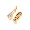 Brass Micro Pave Clear Cubic Zirconia Pendants KK-I478-01G-2