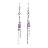 Round 304 Stainless Steel Natural Amethyst Dangle Earrings EJEW-JE06783-01-3