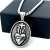 Vintage Stainless Steel Sacred Heart of Jesus Pendant Necklaces for Men IC9997-1