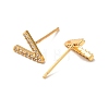 Clear Cubic Zirconia Initial Letter V Stud Earrings EJEW-P199-19G-2