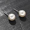 Brass ABS Imitation Pearl Stud Earrings EJEW-B132-01B-P-3