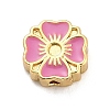 Flower Brass Enamel Bead Rhinestone Settings KK-H527-01G-03-1