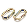 Brass Micro Pave Cubic Zirconia Spring Gate Rings ZIRC-S066-031-NF-1
