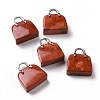 Natural Red Jasper Brass Pendants KK-E274-01P-019-1