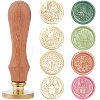 CRASPIRE 4Pcs 4 Styles Animal Theme Golden Tone Brass Wax Seal Stamp Head AJEW-CP0007-49B-02-1