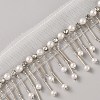Polyester & Glass Rhinestone & Imitation Pearl Beaded Tassel Ribbon DIY-WH20076-47B-2